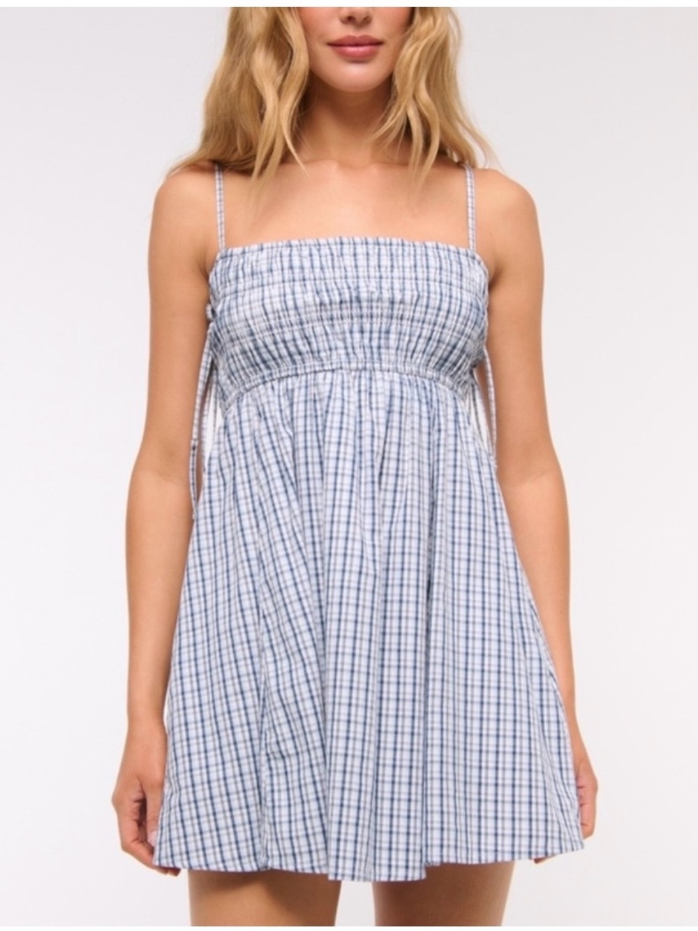 Abercrombie & Fitch Women's
Smocked Babydoll Tie Mini Dress